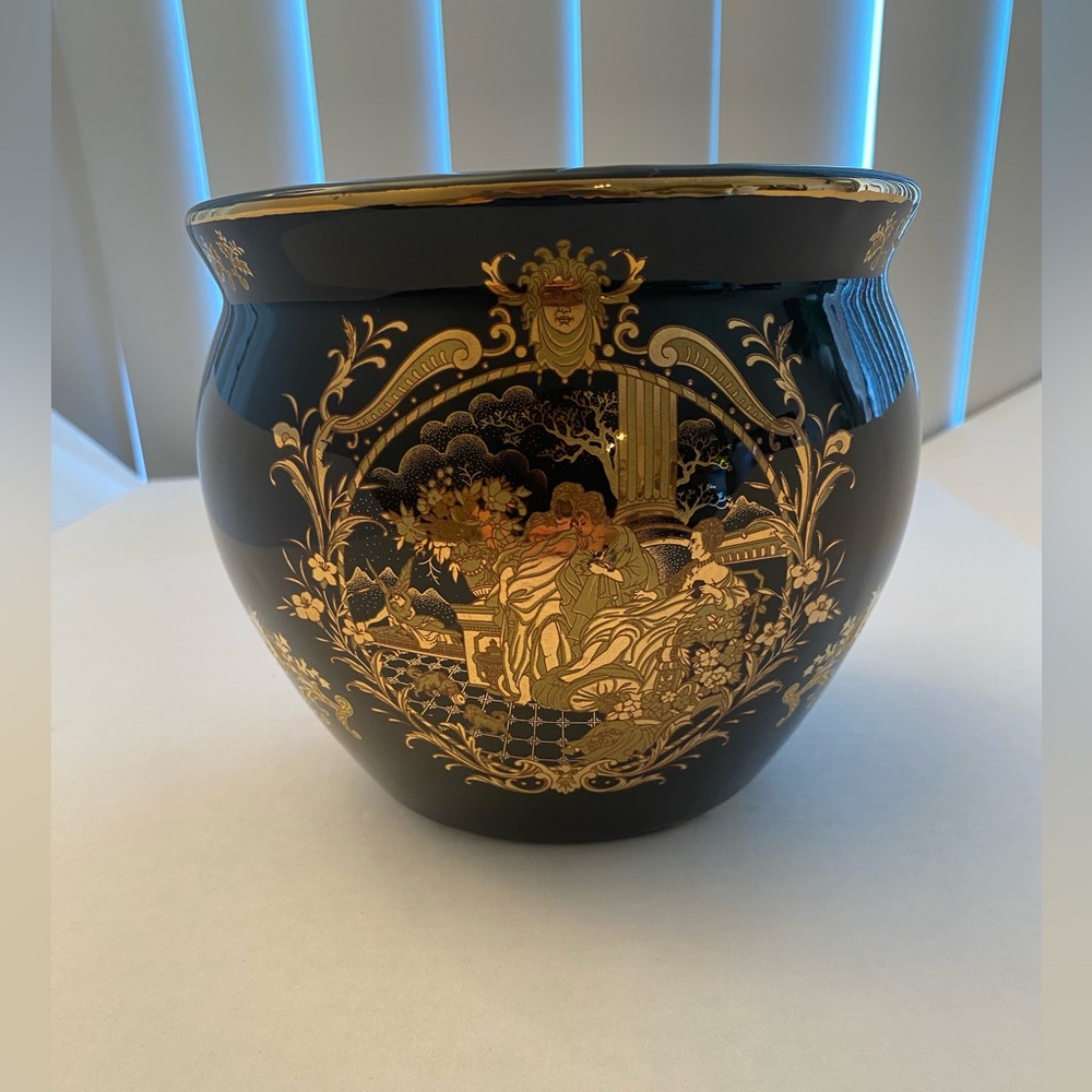 Limoges Black and Gold Ornate Porcelain Vase